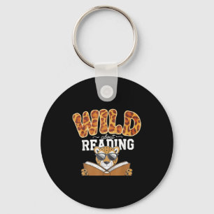 Wild about reading books reader lover librarian key ring