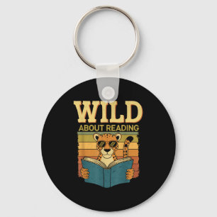 Wild about reading books reader lover librarian key ring