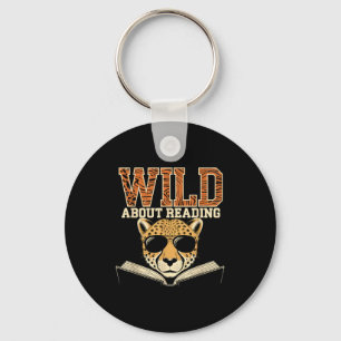 Wild about reading books reader lover librarian key ring