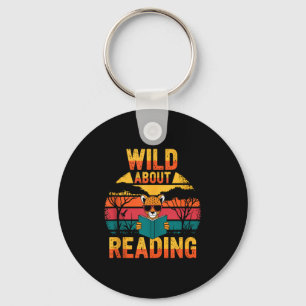 Wild about reading books reader lover librarian key ring