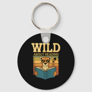 Wild about reading books reader lover librarian key ring