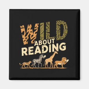 Wild about reading books reader lover librarian magnet