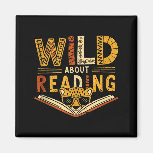 Wild about reading books reader lover librarian magnet