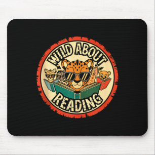 Wild about reading books reader lover librarian mouse pad