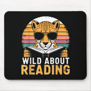 Wild about reading books reader lover librarian mouse pad
