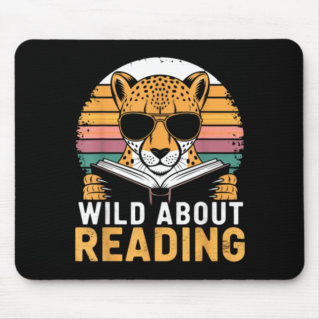 Wild about reading books reader lover librarian mouse pad (Front)