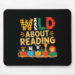 Wild about reading books reader lover librarian mouse pad