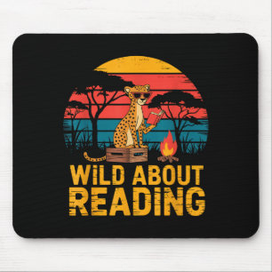 Wild about reading books reader lover librarian mouse pad