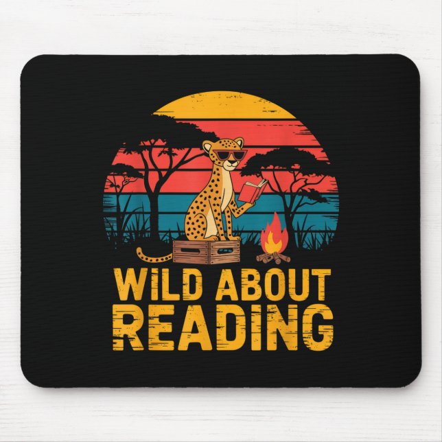 Wild about reading books reader lover librarian mouse pad (Front)