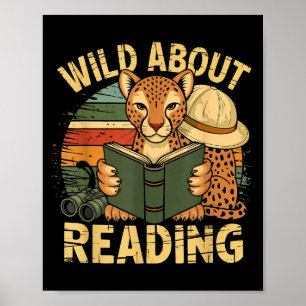 Wild about reading books reader lover librarian poster
