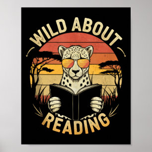 Wild about reading books reader lover librarian poster