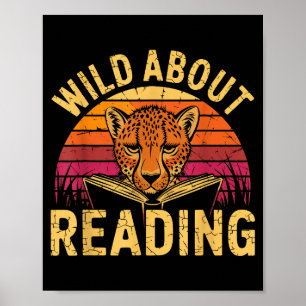 Wild about reading books reader lover librarian poster