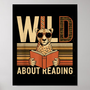 Wild about reading books reader lover librarian poster