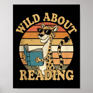 Wild about reading books reader lover librarian poster