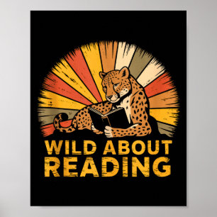 Wild about reading books reader lover librarian poster