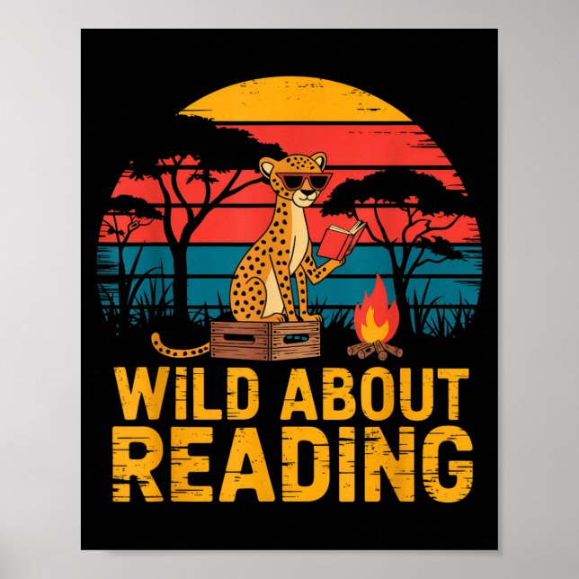 Wild about reading books reader lover librarian poster (Front)