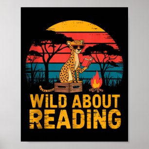Wild about reading books reader lover librarian poster