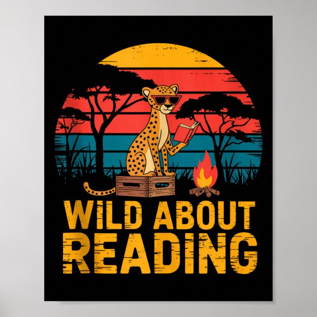 Wild about reading books reader lover librarian poster (Front)