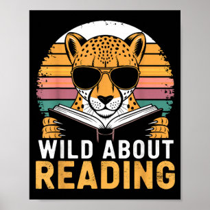 Wild about reading books reader lover librarian poster