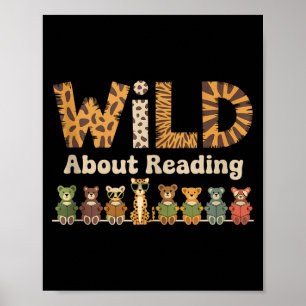 Wild about reading books reader lover librarian poster