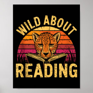 Wild about reading books reader lover librarian poster