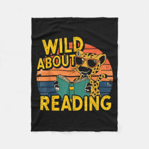 Wild about reading books reader lover librarian zo fleece blanket