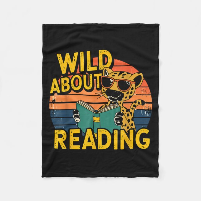 Wild about reading books reader lover librarian zo fleece blanket (Front)