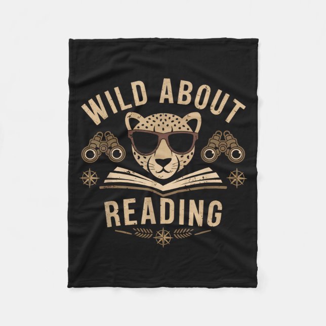 Wild about reading books reader lover librarian zo fleece blanket (Front)