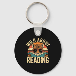 Wild about reading books reader lover librarian zo key ring