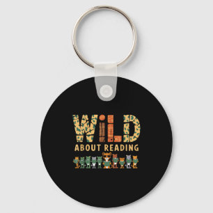 Wild about reading books reader lover librarian zo key ring