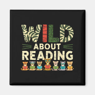 Wild about reading books reader lover librarian zo magnet