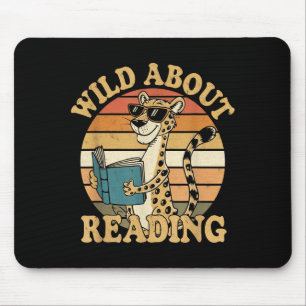 Wild about reading books reader lover librarian zo mouse pad