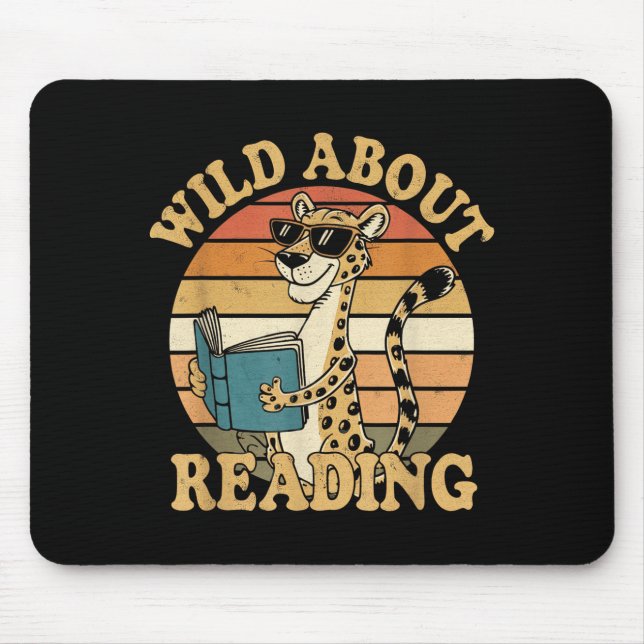 Wild about reading books reader lover librarian zo mouse pad (Front)