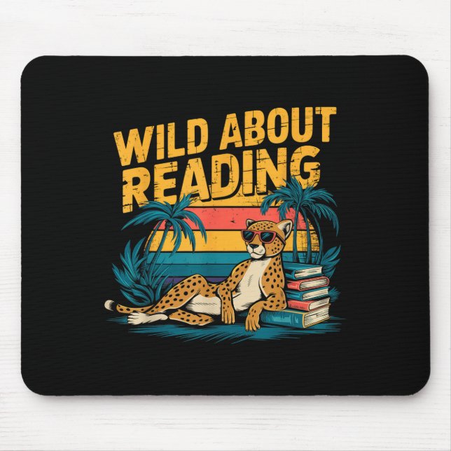 Wild about reading books reader lover librarian zo mouse pad (Front)