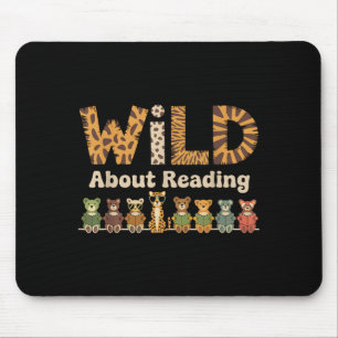 Wild about reading books reader lover librarian zo mouse pad