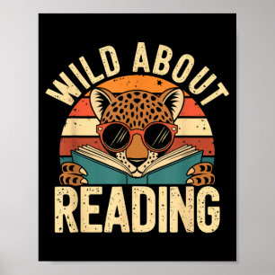 Wild about reading books reader lover librarian zo poster