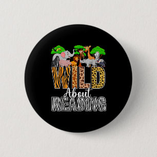 Wild about reading books zoo animals lover teacher 6 cm round badge