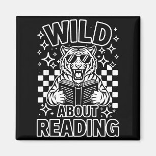 Wild about reading cool tiger sunglasses read book magnet