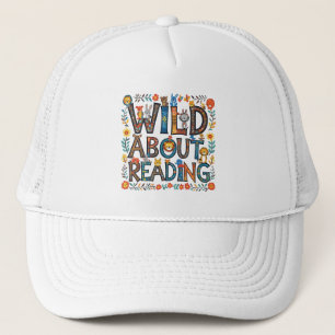 Wild About Reading Cute Jungle Animals Book Lover Trucker Hat