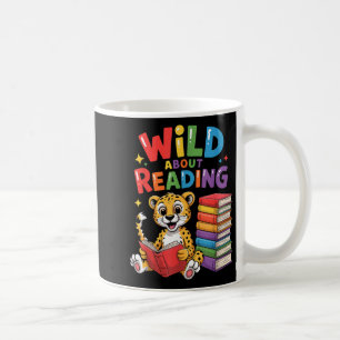 Wild about reading cute leopard teacher kids book coffee mug