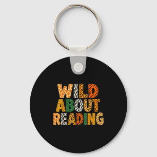 Wild about reading funny animal book lover teacher key ring