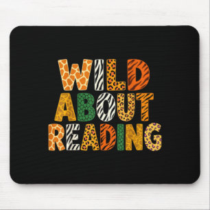 Wild about reading funny animal book lover teacher mouse pad