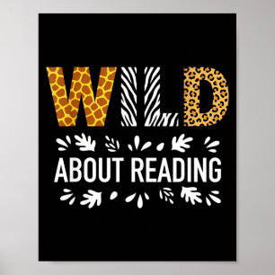 Wild about reading funny animal print teacher