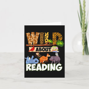 Wild About Reading Funny Book Lover Bookworm Card