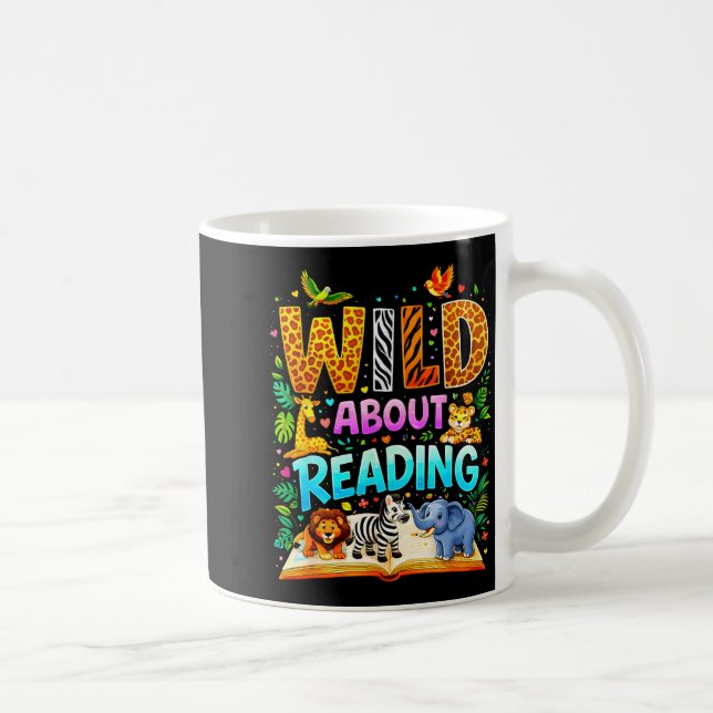Wild about reading funny book lover bookworm coffee mug (Right)