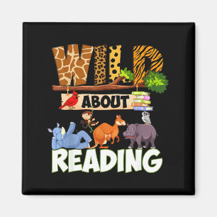 Wild About Reading Funny Book Lover Bookworm Magnet