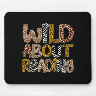 Wild about reading funny book lover bookworm mouse pad
