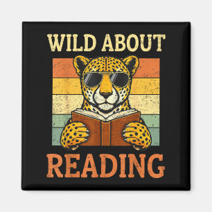 Wild About Reading Funny Leopard Cheetah Book Magnet
