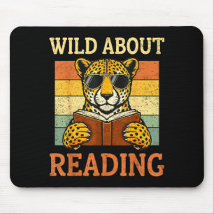 Wild About Reading Funny Leopard Cheetah Book Mouse Pad