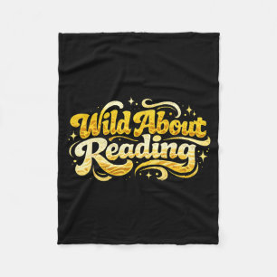 Wild about reading funny reader book library kids fleece blanket